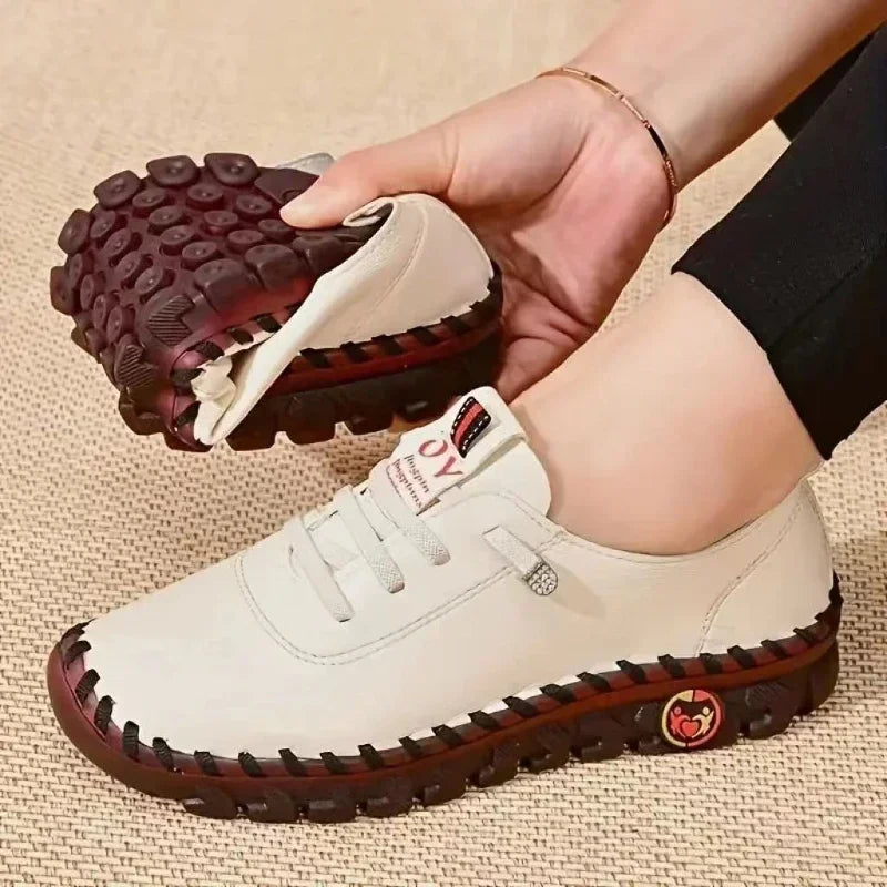 Women's Vulcanized Shoes PU Leather Casual Shoes Soft and Comfortable Flat Shoes Lightweight Comfortable Walking Shoes for Women