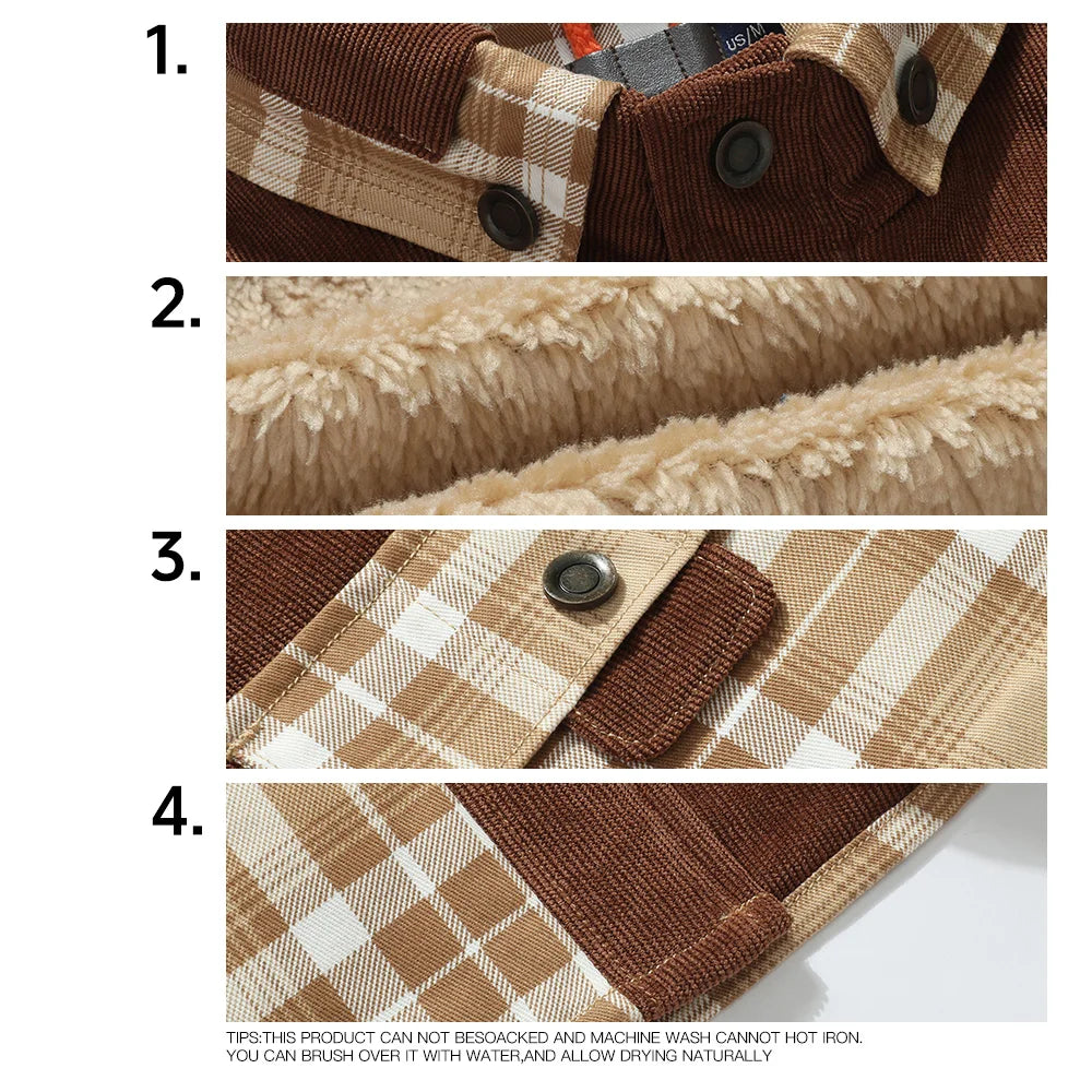 Men's Jackets Winter Windproof Warm Casual Bomber Coat Plaid Sherpa Lined Flannel Outdoor Classic Soft Jackets Men US Size