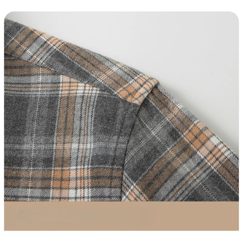 100% Cotton Flannel Shirt Men's, Plaid Casual Jacket, Anti-Wrinkle, Multi-Color Gold Quality Long-Staple Cotton M-4XL