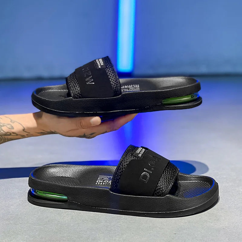 Summer Men's Mesh Surface Slippers EVA Platform Open Toe Slip on Sandals Home Non-slip Slides Outdoor Beach Sandal Shoes for Men