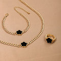 Europe and America  Accessory Water Drop Necklace Four-Piece Set Fashion Bracelets Rings Earrings Necklace Paty Jewerly Set Gift