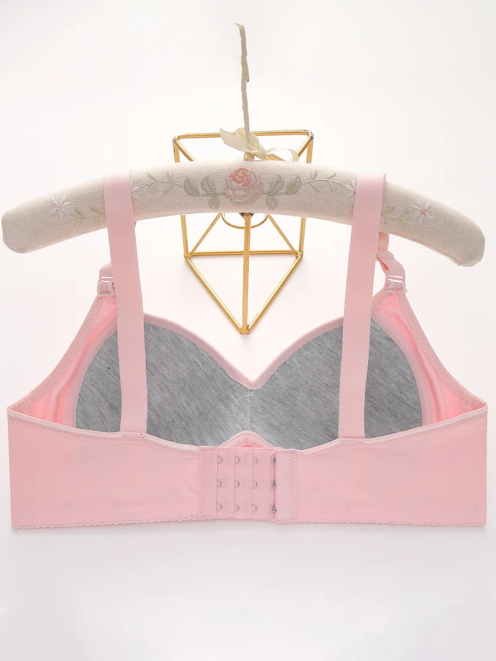 3pcs Women's Bra Lingerie - Appliques Jacquard Lightly Padded Push-Up, Adjustable Straps for Cup A B C D, Sexy Underwear