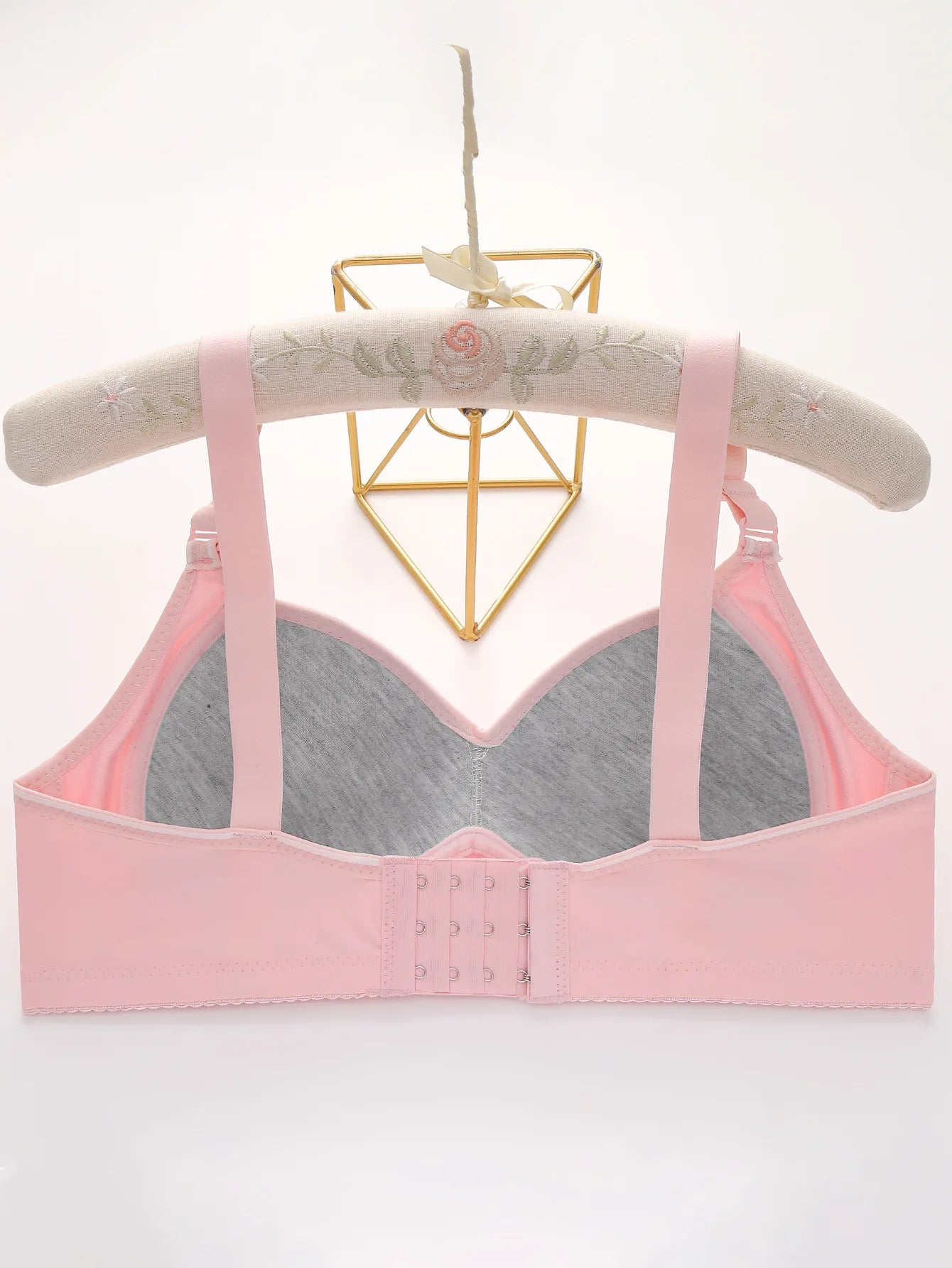 3pcs Women's Bra Lingerie - Appliques Jacquard Lightly Padded Push-Up, Adjustable Straps for Cup A B C D, Sexy Underwear