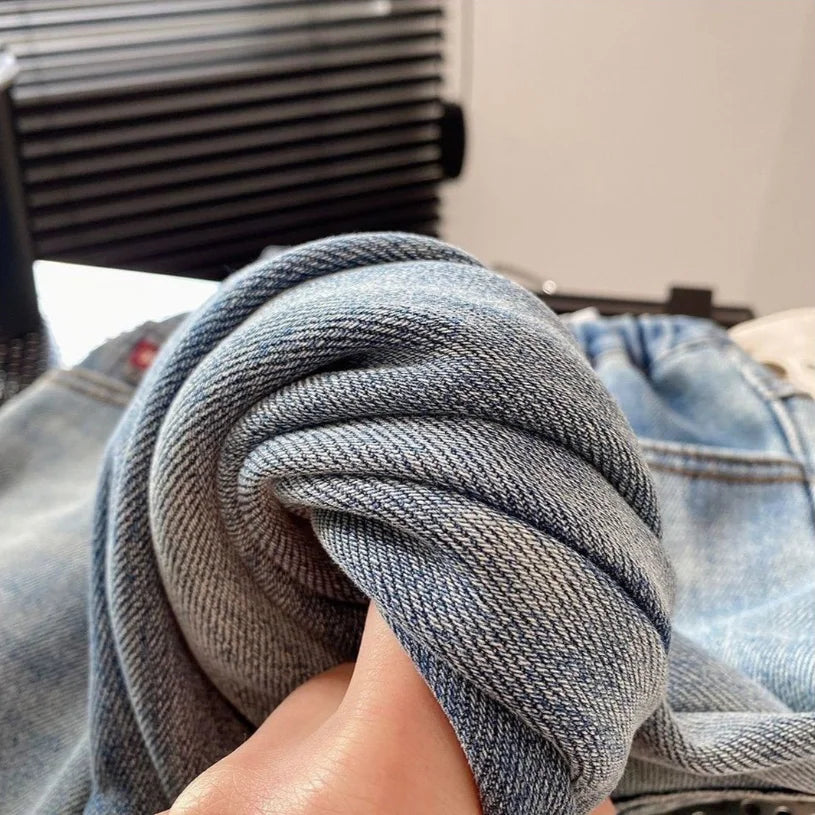 Children's Jeans Spring and Autumn New Kids Cropped Trousers Baby Loose Straight Jeans Boys Casual Children's Clothing