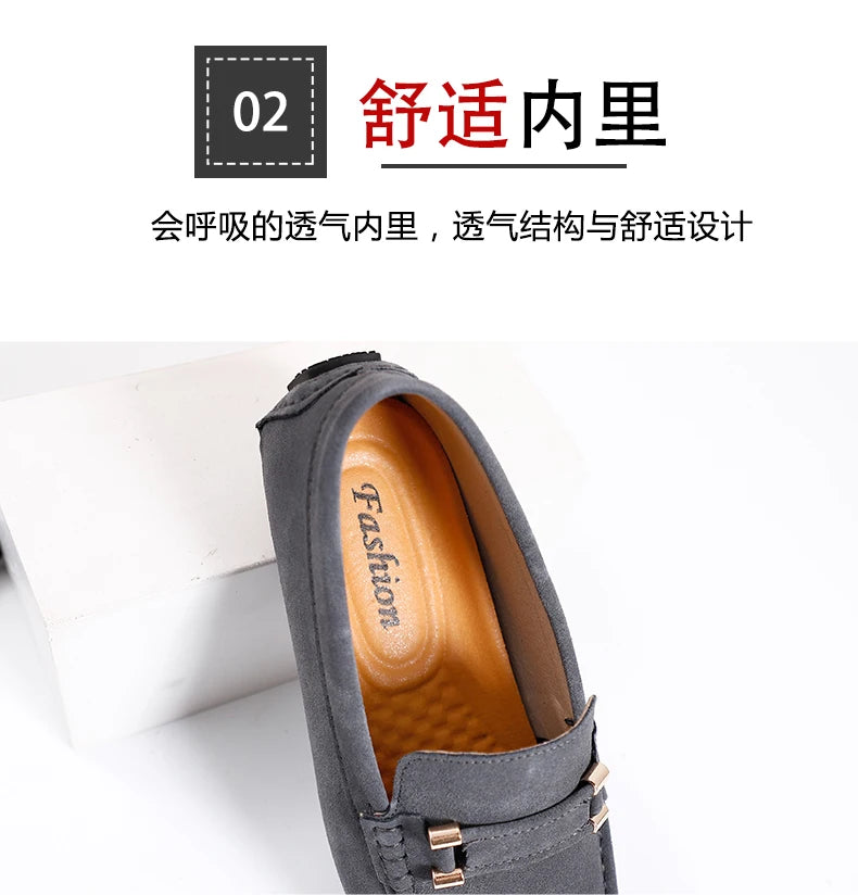 2025 New Cool Men France Style Gentleman Casual Shoes Suede Leather Adult Business Formal Officer Loafers Male Driver Shoes