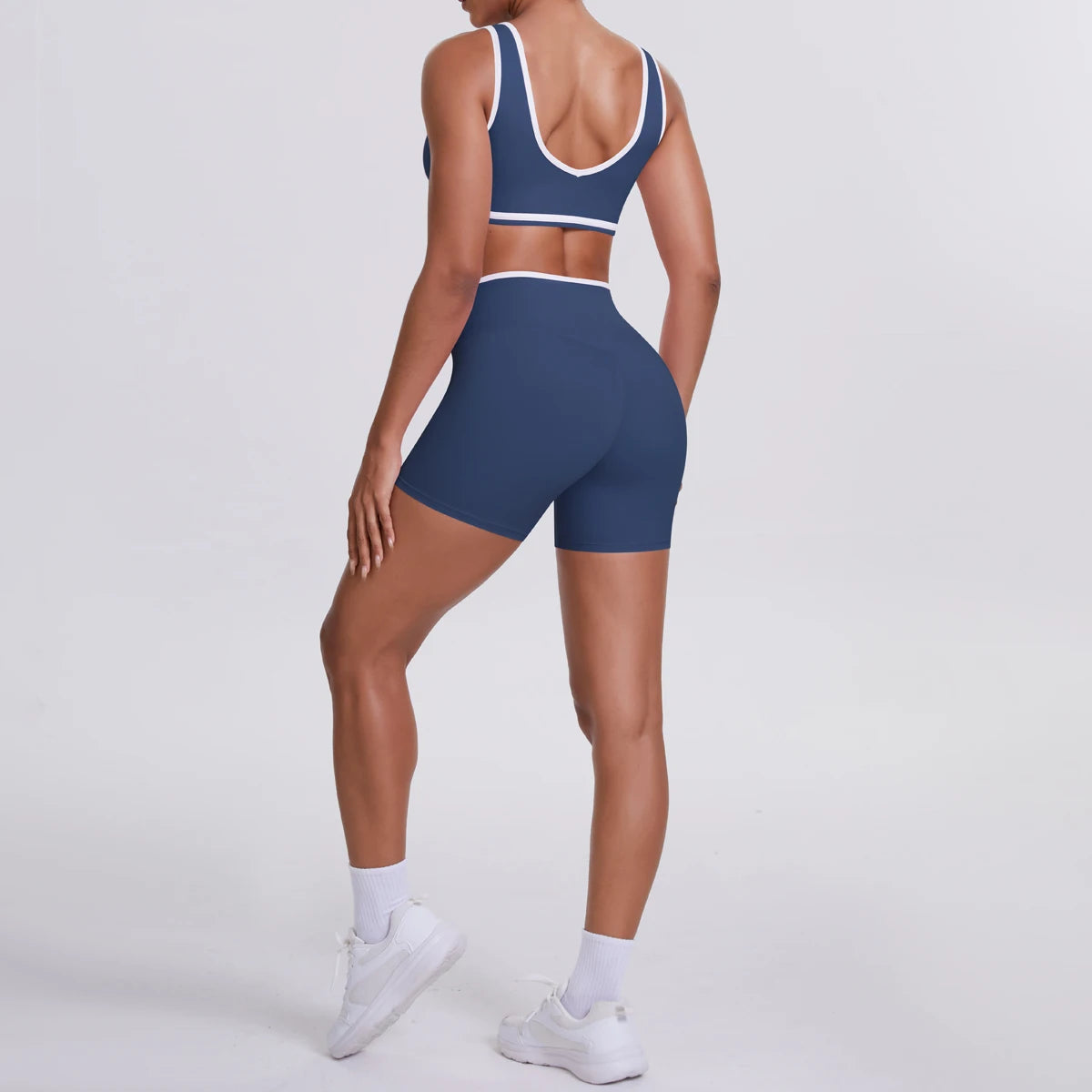 Women Two Piece Gym Workout Set Female Bra Yoga Sets 2ps Shorts Fitness Wear Women Quick-Dry Camisole Sports Bra Suits