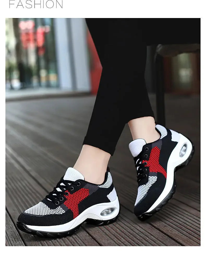 Tenis Women Sneakers Air Cushion Walking Shoes Breathable Gym Jogging Shoes for Woman Lace Up Platform Sport Shoe Tenes Feminino