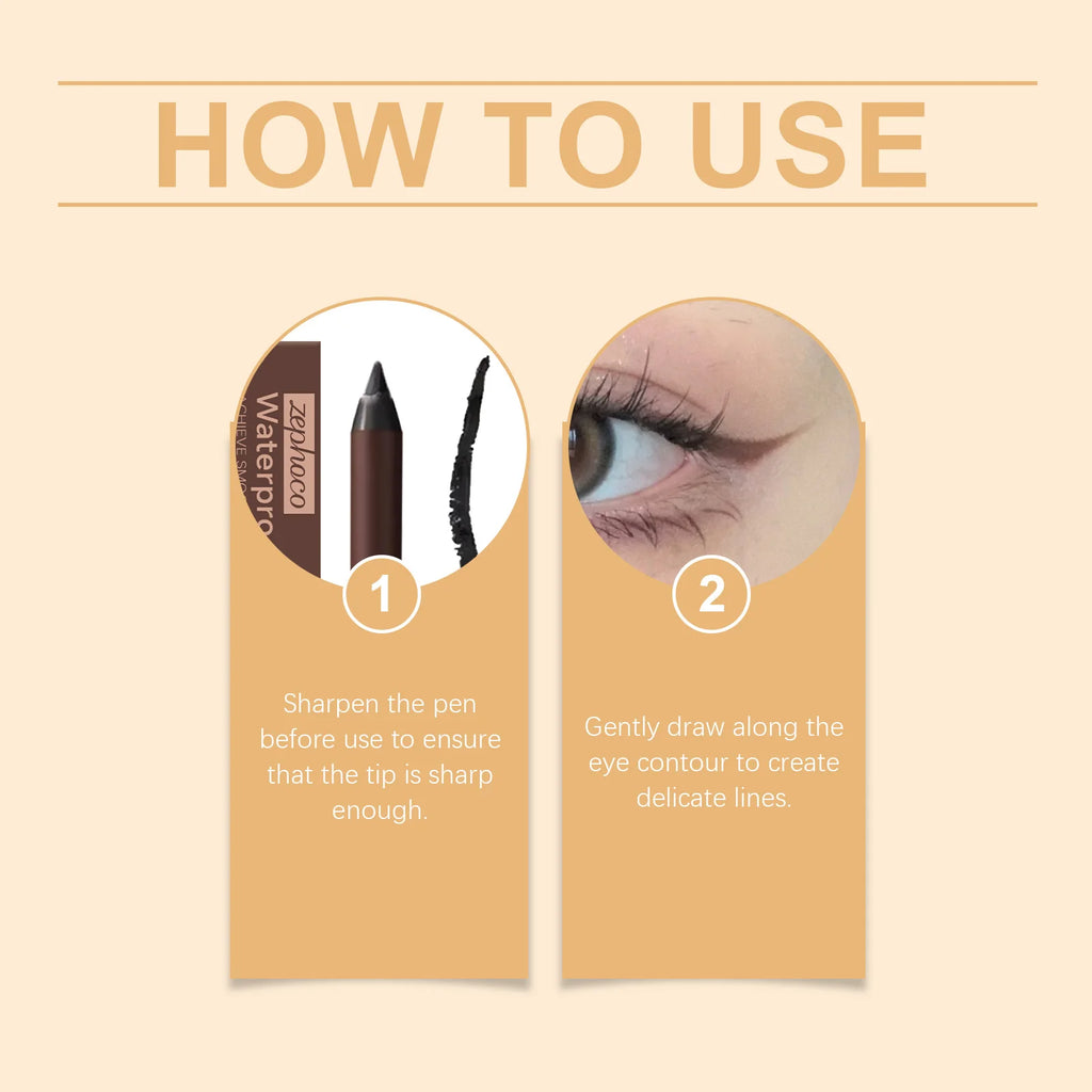 Zephoco Brown Eyeliner Pencil Waterproof Sweatproof Long Lasting Easy to Color Smooth Soft Gel Eyeliner Pencil Eye Makeup Set