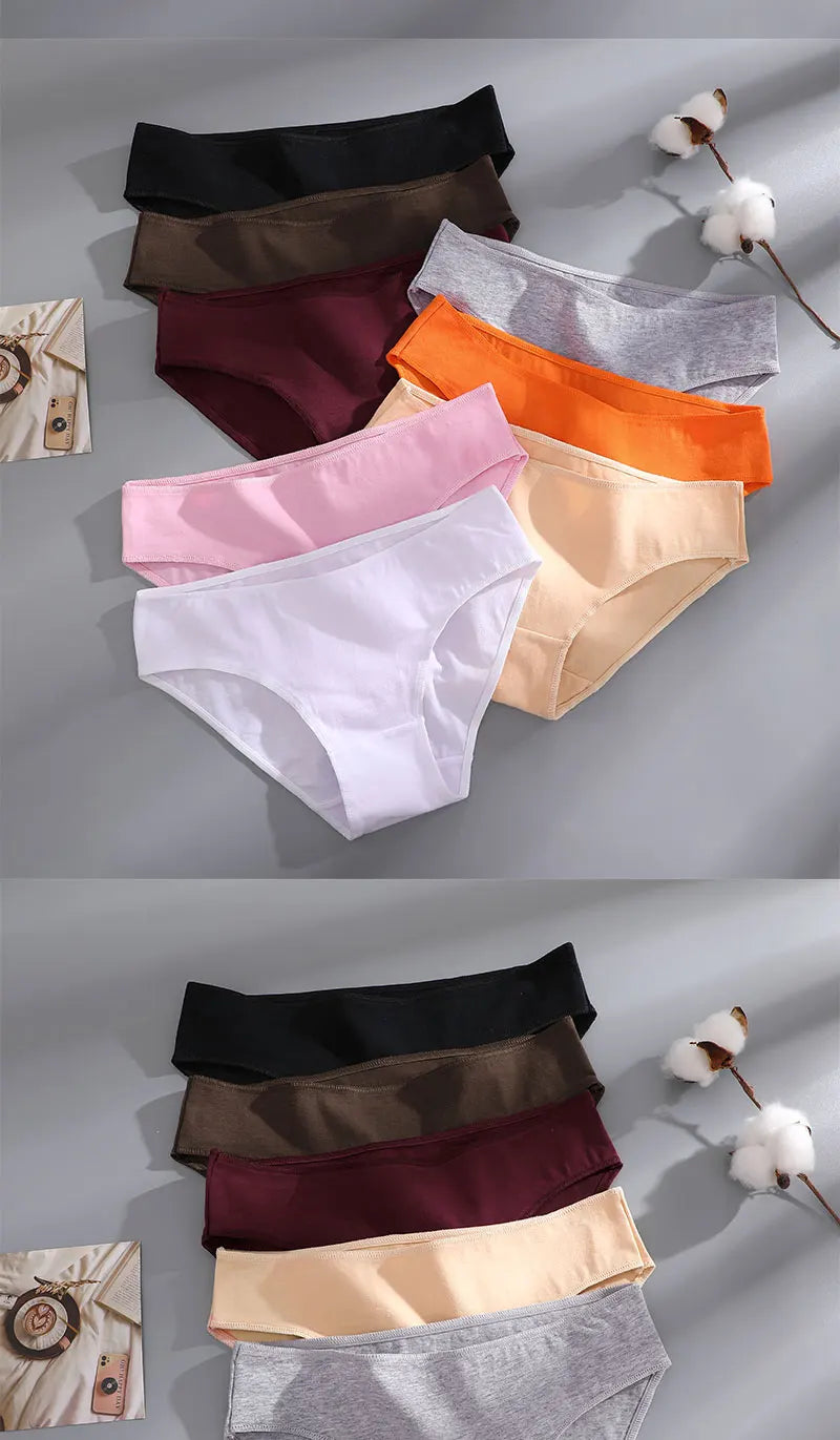 FINETOO 3PCS/Set S-XL Cotton Lingerie Panties Women Underwear Sexy Femme Underwear Women's Underpant Panty 8 Solid Color Briefs