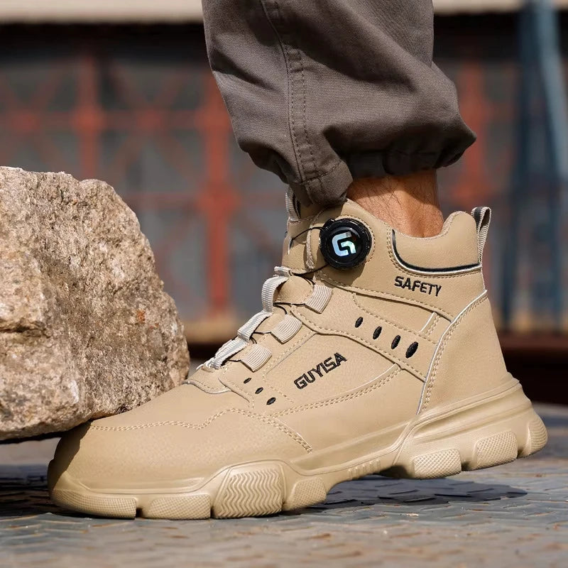 Men's Rotating Button Anti-Smash Anti-puncture Steel toe work Safety Shoes Men Work Boots Protective Women Sneakers Shoes
