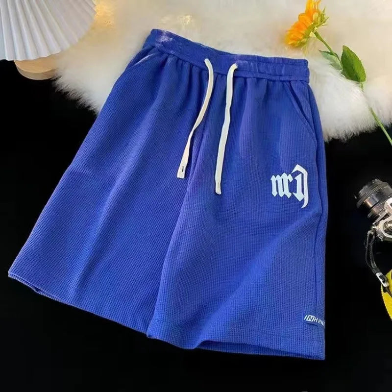 Cross-border Waffle Casual Summer Ice Silk Short-sleeved Sports Clothes Set Men's T-shirt Men's Clothing Set Matching