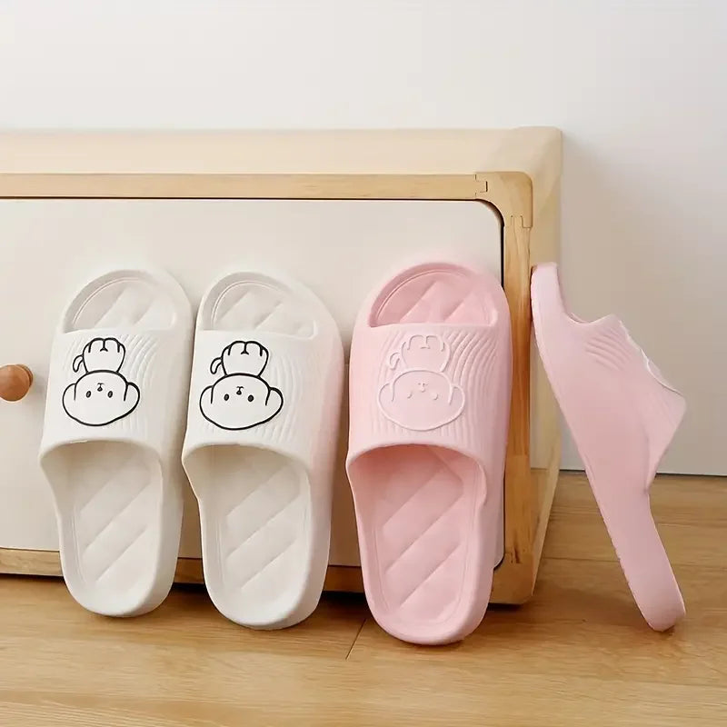 1pc Cute Cartoon Decor Pillow Slides Soft Sole Lightweight Slip On EVA Home Shower Slides Non-slip Beach Comfort Shoes
