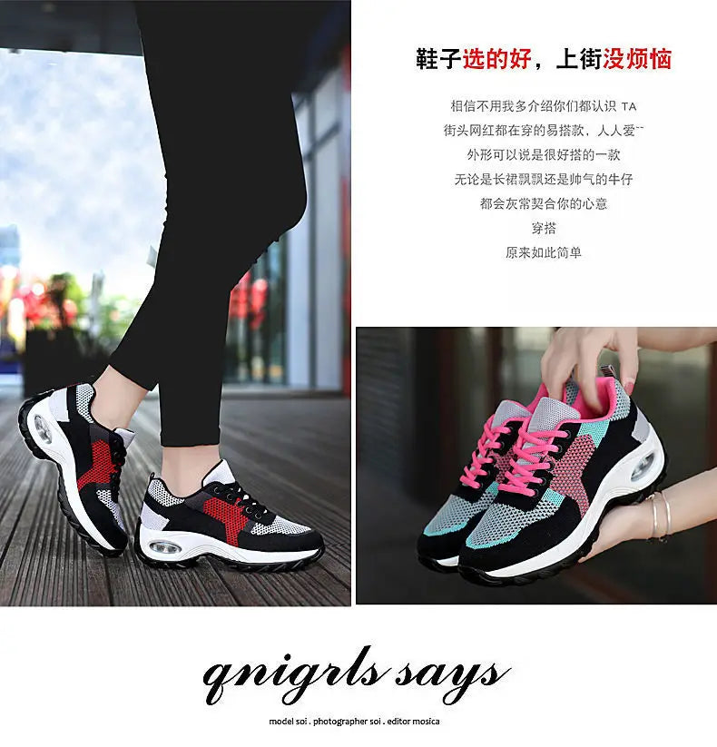 Tenis Women Sneakers Air Cushion Walking Shoes Breathable Gym Jogging Shoes for Woman Lace Up Platform Sport Shoe Tenes Feminino
