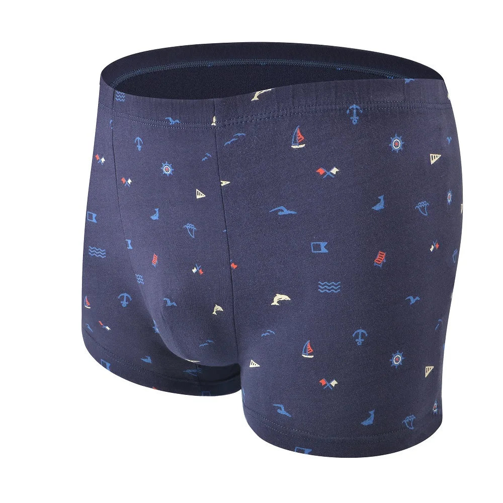 Men's Underwear Men's Cotton Antibacterial Boxers Breathable Printed Summer Thin Plus Size Short Shorts Cotton Boxers