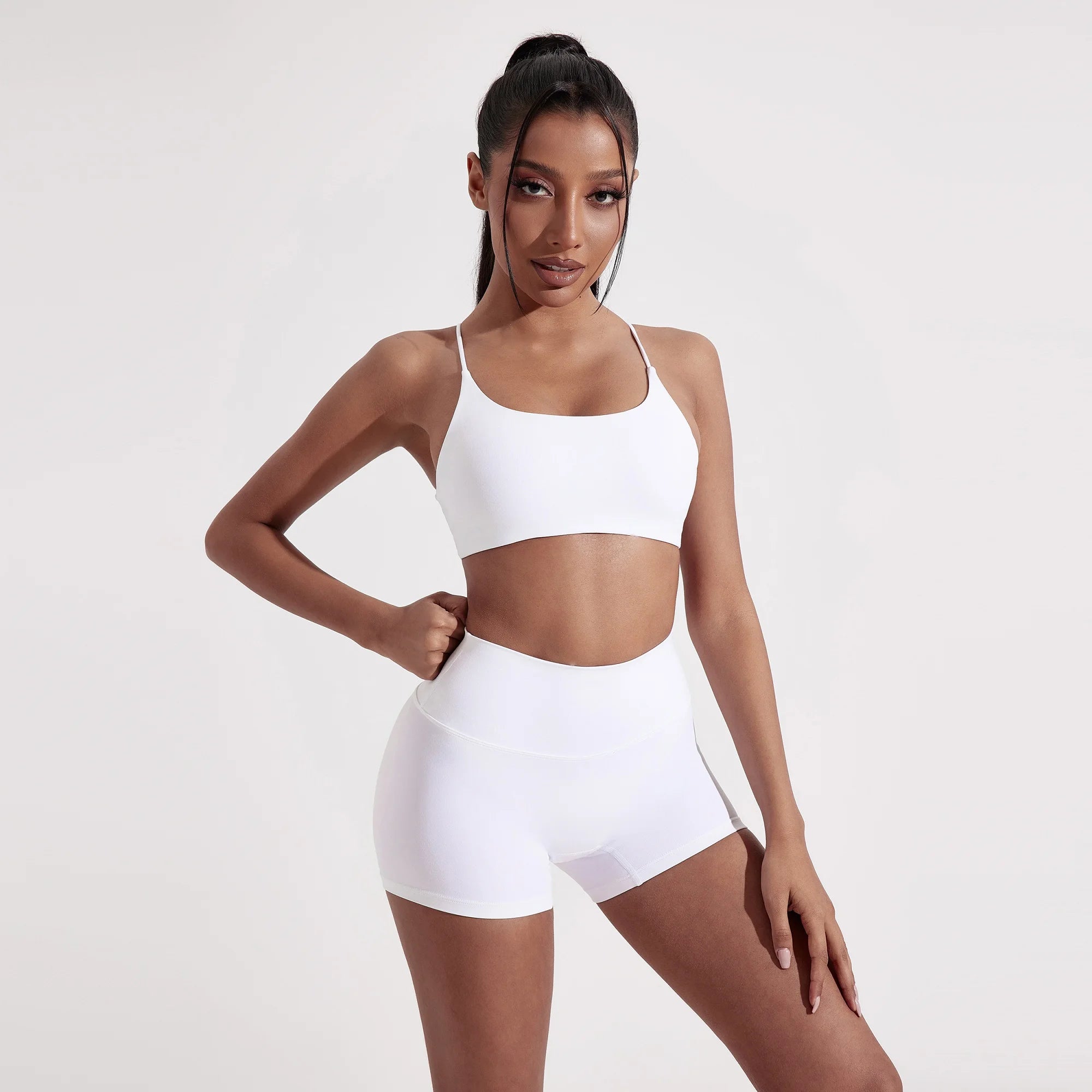 Solid Color Gym Yoga Underwear Women Cross Back Straps Fitness Bra High Strength Tight Sport Top Comprehensive  With Chest Pad