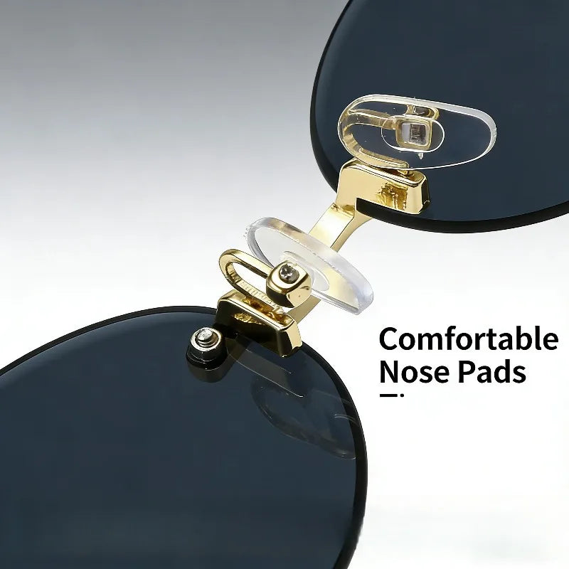 Popular Fashion Women Men Shades Oval Sun Glasses for Female Male Traveling Rimless Sunglasses Lentes De Sol Hombre Óculos