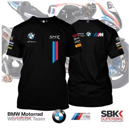 Summer Men's BMW T-Shirt Sports Motorcycle Racing Short Sleeve Fashion Casual M Power Car Brand Clothes