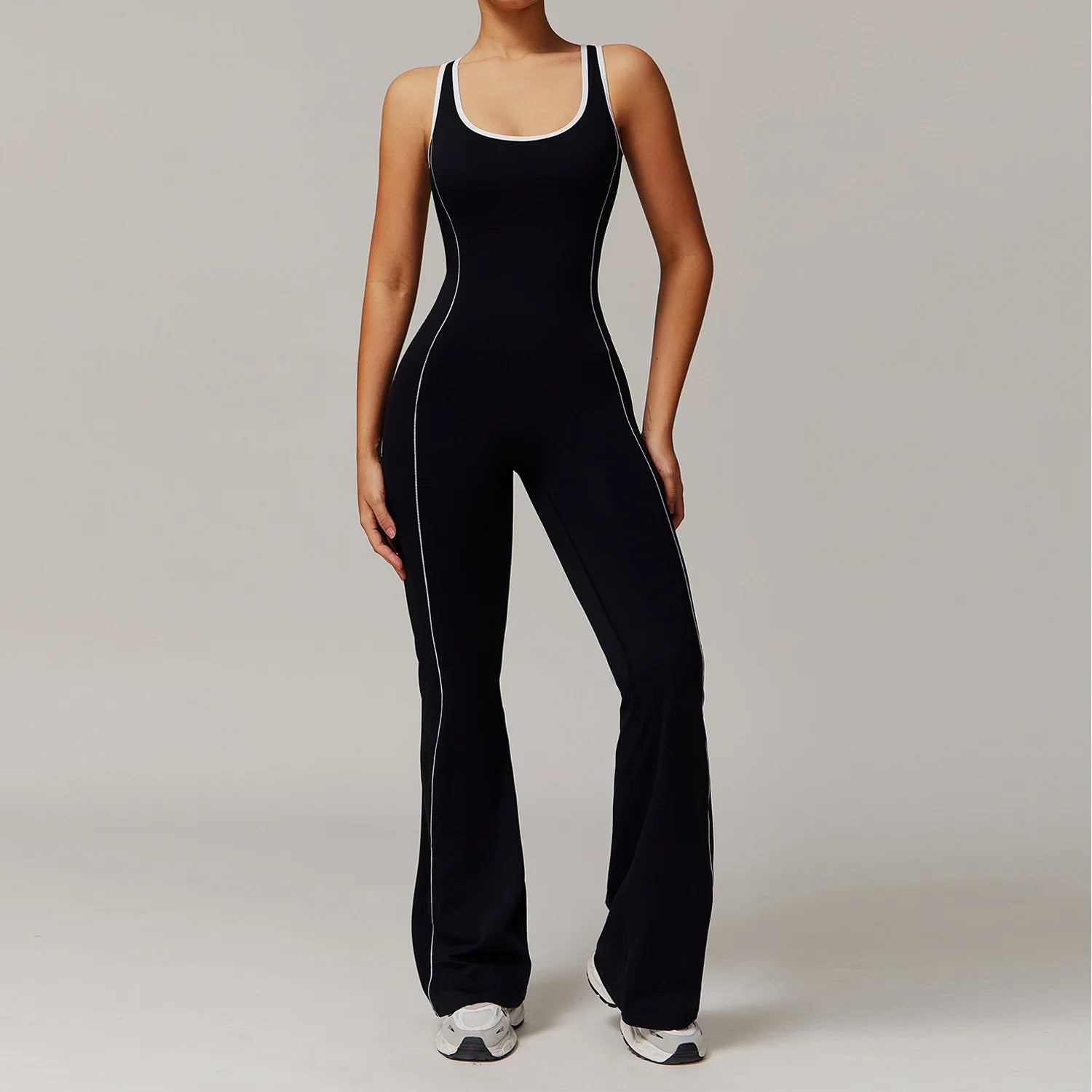 Sexy Backless Bodysuit Women's Set Tracksuits Fitness Sports Jumpsuit Yoga One-piece Suit Flared Pant Fast Dry Workout Clothes