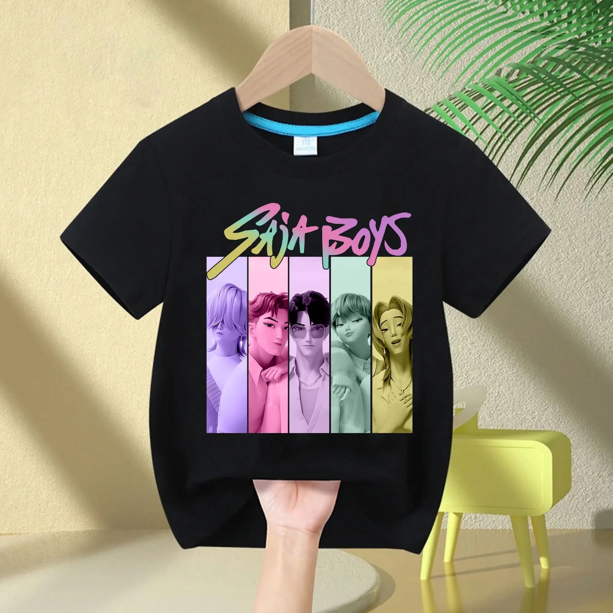 New 2025  KPop Demon Hunters Saja Boys Cartoon Boys T-shirt Round Neck Print Fashion Casual Top Children's T-shirt Kids Clothing