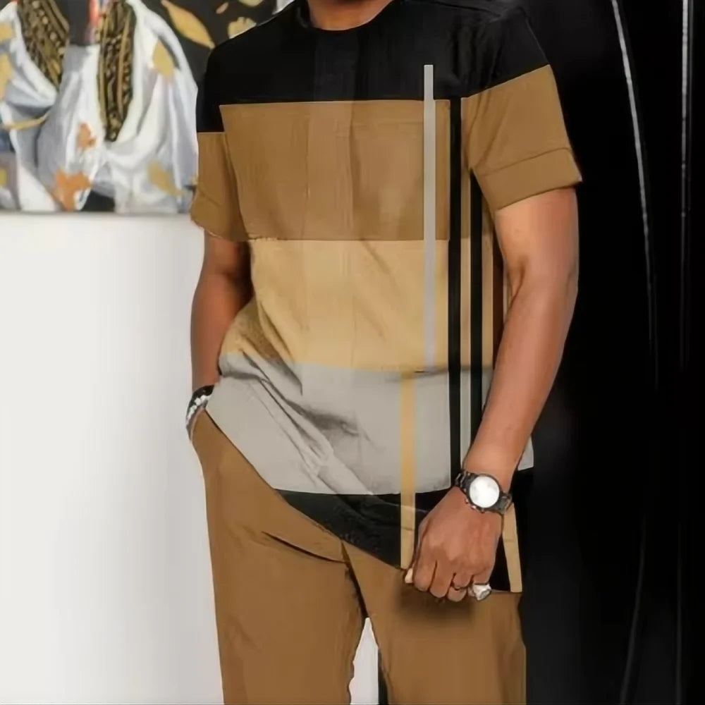 Summer fashion new sports suit men's T-shirt+pants 2-piece set men's oversized clothes Joogers Outfit 3D printed pants set