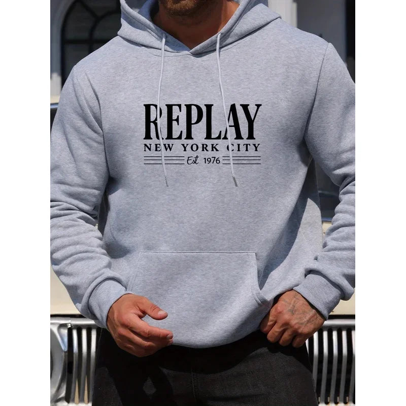 Men's letter-printed sweatshirt - an essential long-sleeved pullover for both daily and formal wear, a casual sweater for autumn