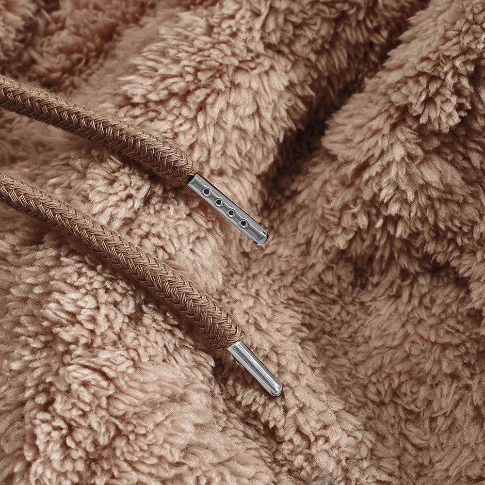 Autumn and winter leisure men's high street jacquard double-sided velvet hooded sports trend pullover sweater jacket