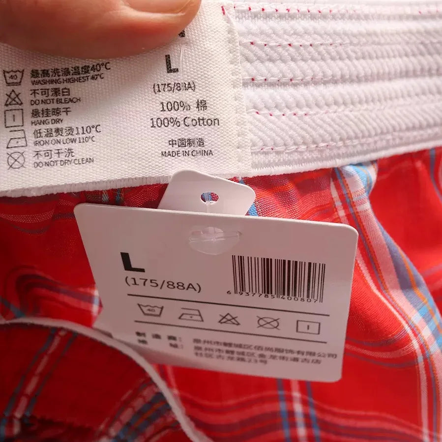 SEOBEAN MENS SEXY COTTON SHORTS HOME COMFORT CHECKERED FIT TRUNKS