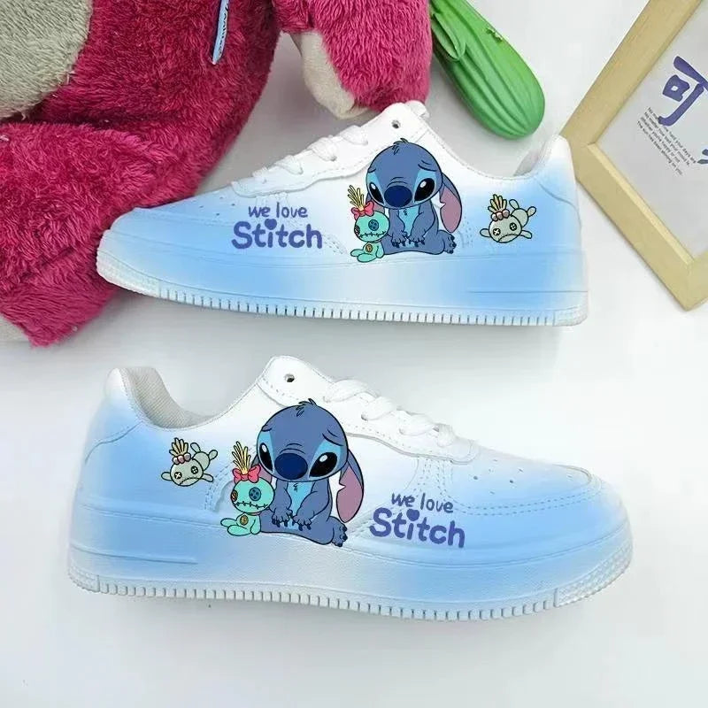 New Disney women cartoon Stitch cute White  Casual shoes soft sports shoes for girlfriend lady gift EU size 35-44