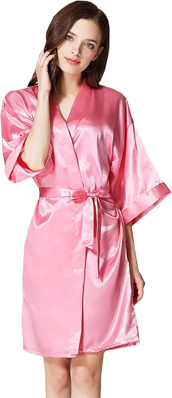 Women's Bride Bridesmaids Silky Robe Satin Kimono Robes for Women Lingerie