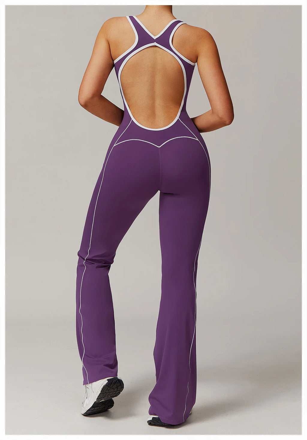 Sexy Backless Bodysuit Women's Set Tracksuits Fitness Sports Jumpsuit Yoga One-piece Suit Flared Pant Fast Dry Workout Clothes