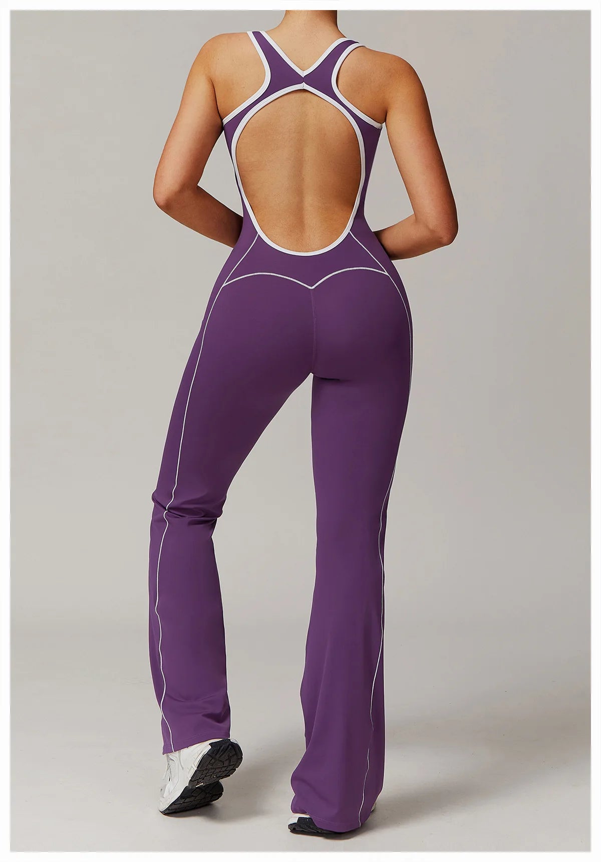 Sexy Backless Bodysuit Women's Set Tracksuits Fitness Sports Jumpsuit Yoga One-piece Suit Flared Pant Fast Dry Workout Clothes
