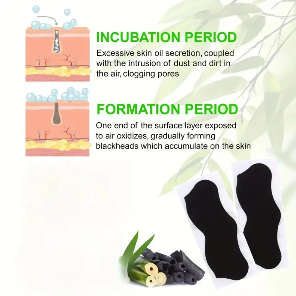 10PCS New Deep Cleaning Nose Patch Shrink Pore Bamboo Charcoal Blackhead Remover Shaped Black Nose Pore Strips Women Beauty