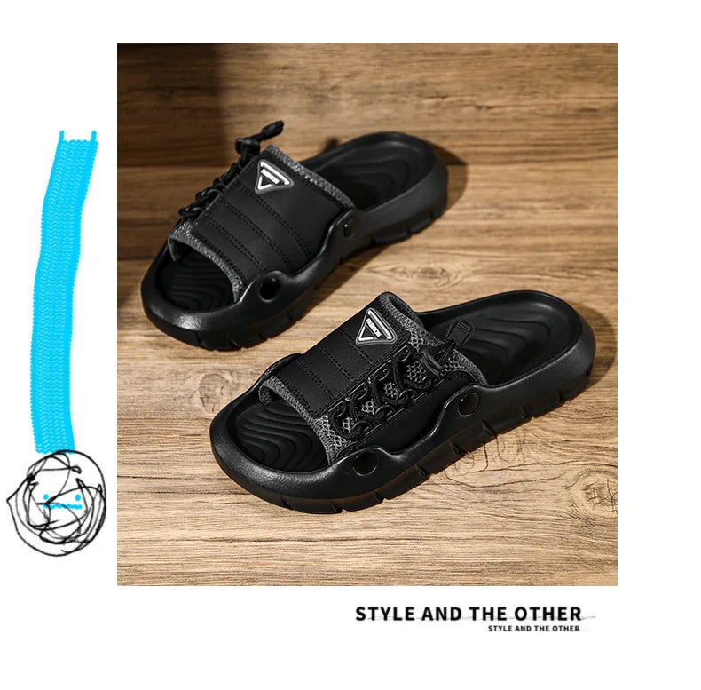 New Men's EVA Platform Massage Slippers Home Mute Anti-slip Slides Outdoor Beach Casual Sandal Shoes for Men Sandalias De Hombre