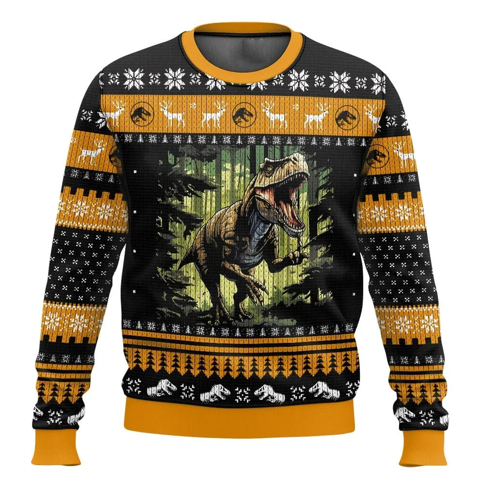 Jurassic Park Dinosaurs Merry Christmas Clothing Gifts Santa Claus sweaters Men's and women's hoodies 3D Autumn and Winter Party