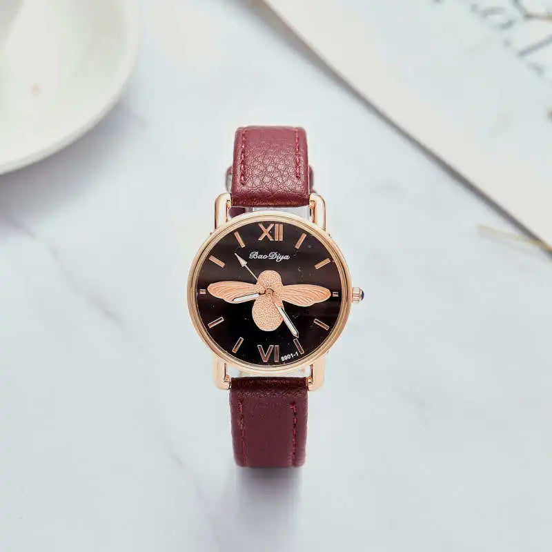 Simple Cute Womens Watches Ladies Fashion Bee Watch New Simple Casual Womens Analog WristWatch Bracelet Gift Relogios Feminino