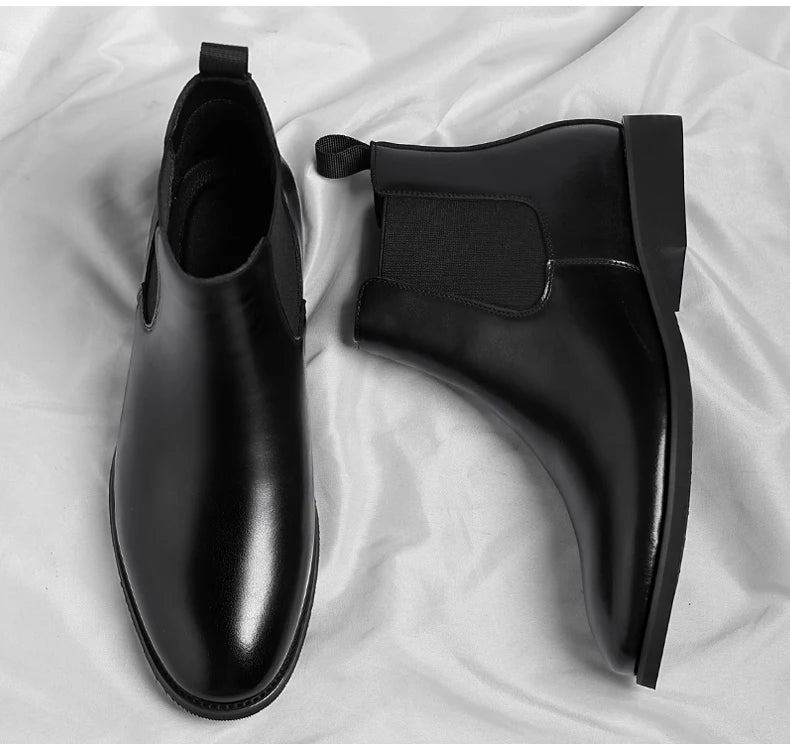 2025 New Chelsea Leather Shoes Suede Leather Men's Pointed Business Casual Ankle Boot Fashion Male Winter New Style Comfortable