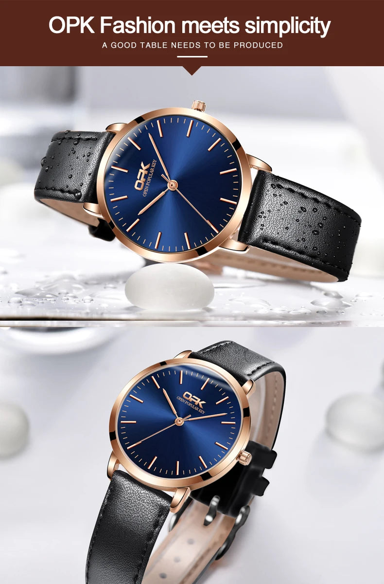 OPK 8101 Original Quartz Watch For Women Waterproof Leather Strap Hand Clock Simple Dial Top Brand Fashion Ladies Wrist Watches