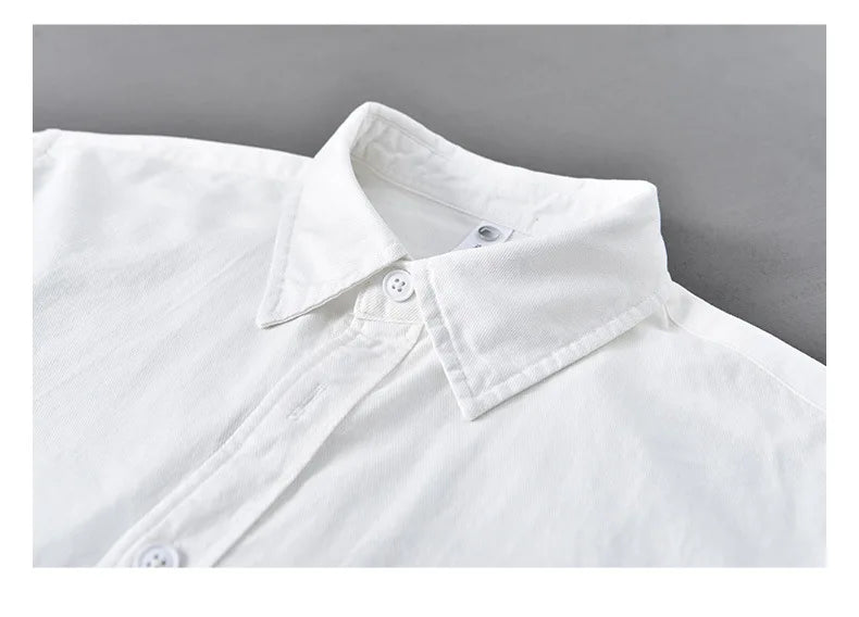 Basic Men's Long-Sleeve Cotton Shirt - Casual and Versatile Spring Style 100% Cotton Solid Color Casual Shirt