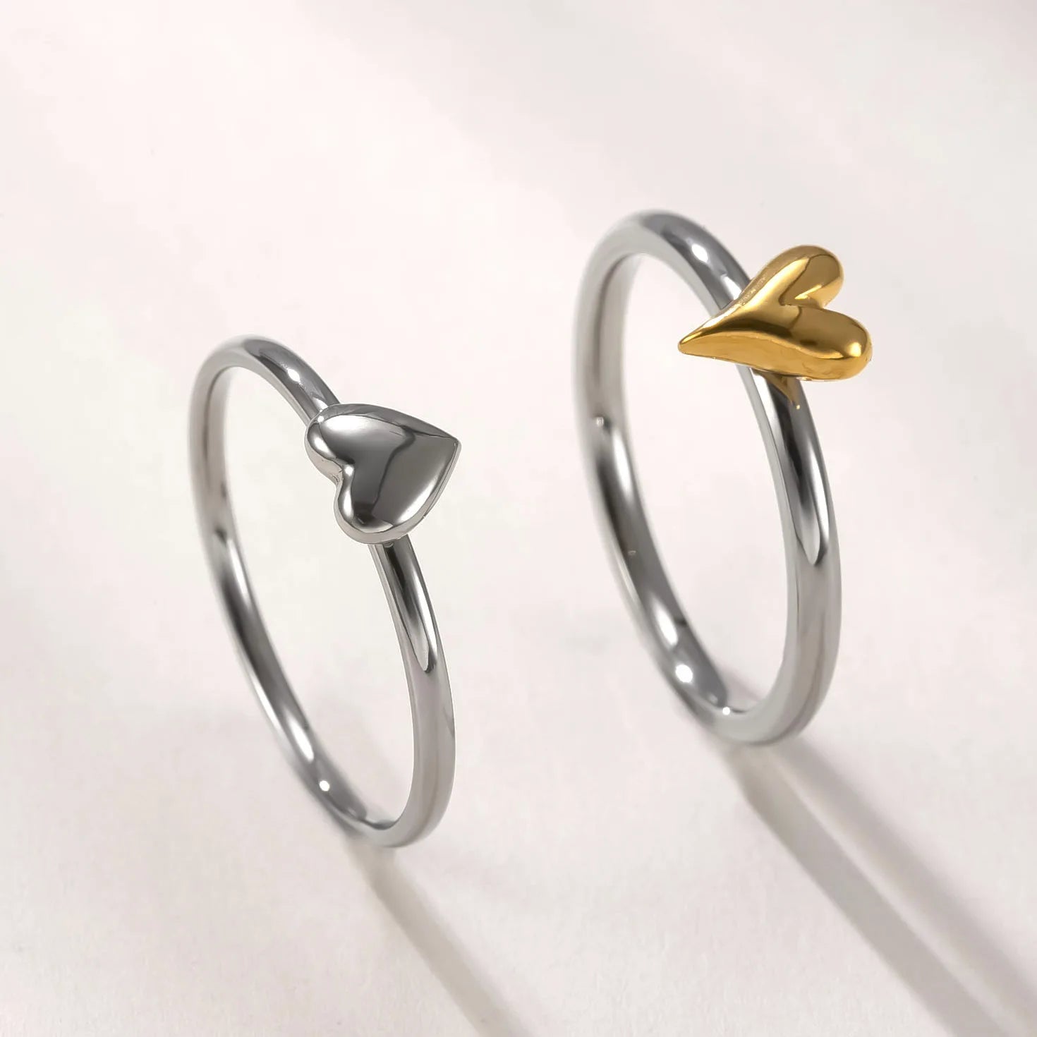 Stainlesss Steel Mini Heart Ring Women Gold Color Minimalist Trendy Finger Rings Cute Jewelry Gift Wholesale