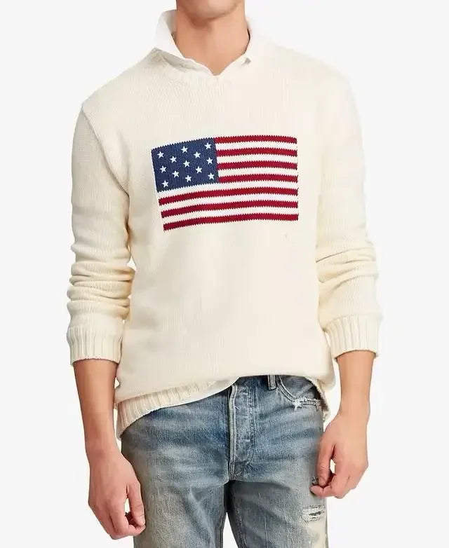 New Autumn\Winter Classic Harajuku Striped Retro Sweater Women's Embroidered Pattern Color Blocking Knitted Pure Cotton Sweater