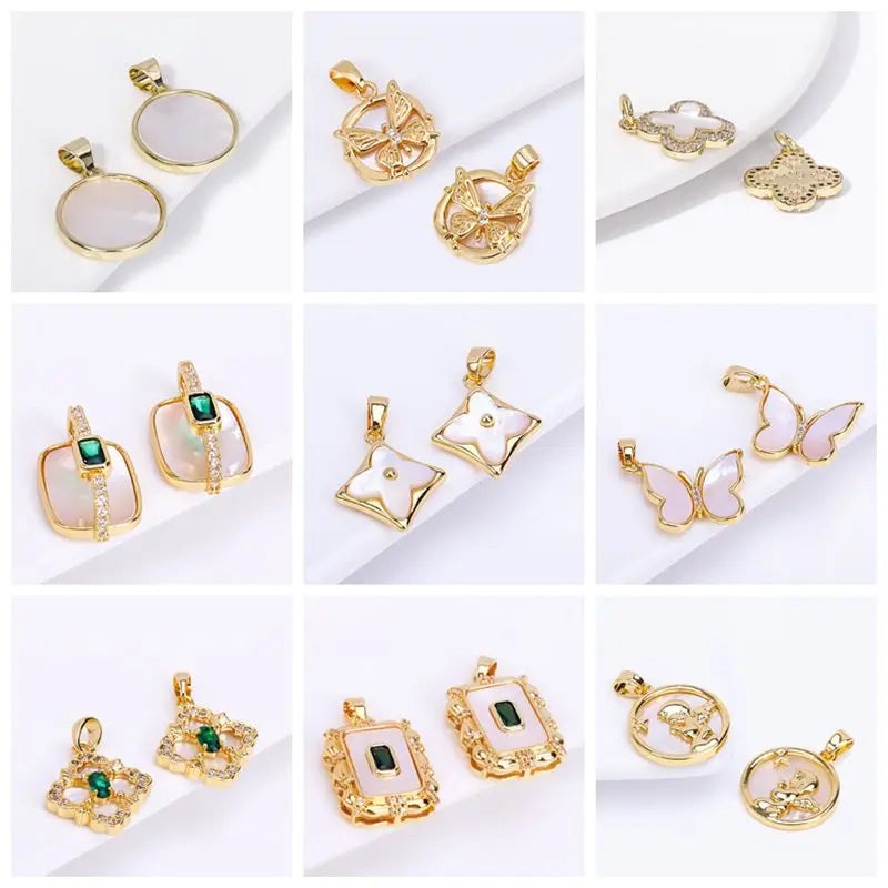 18K Gold Plated Natural Shell with Zircon/Pearl Heart Shape Pendant Necklace Trendy Necklaces For Women Jewelry Party Gifts