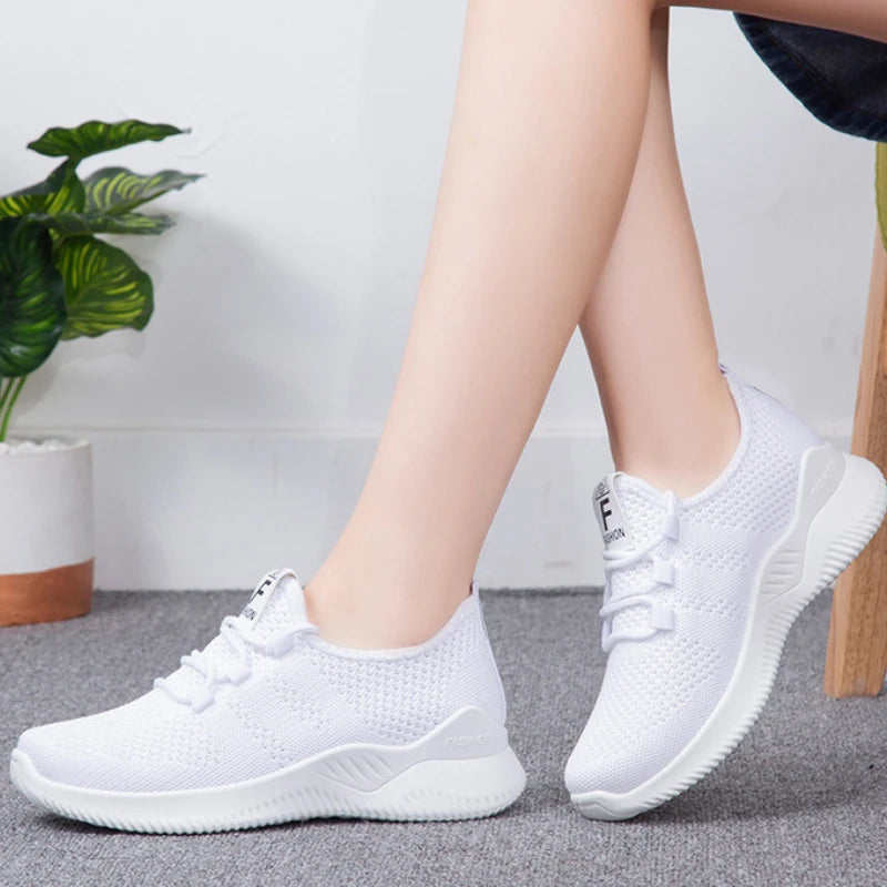 Comfortable Women's Casual Sneakers Summer Breathable Flat Shoes Fashion Women Sneakers Versatile Lace-Up Running Shoes 2025 New