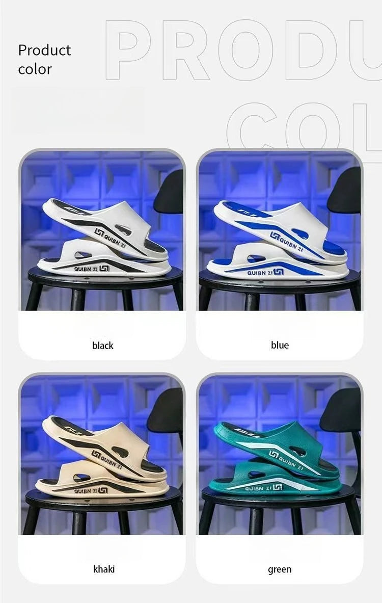 Fashion Men Slippers PVC Soft Sole Non-slip Men Flip Flops Outdoor Thick Bottom Beach Sandals Home Bathroom Couples Slippers New