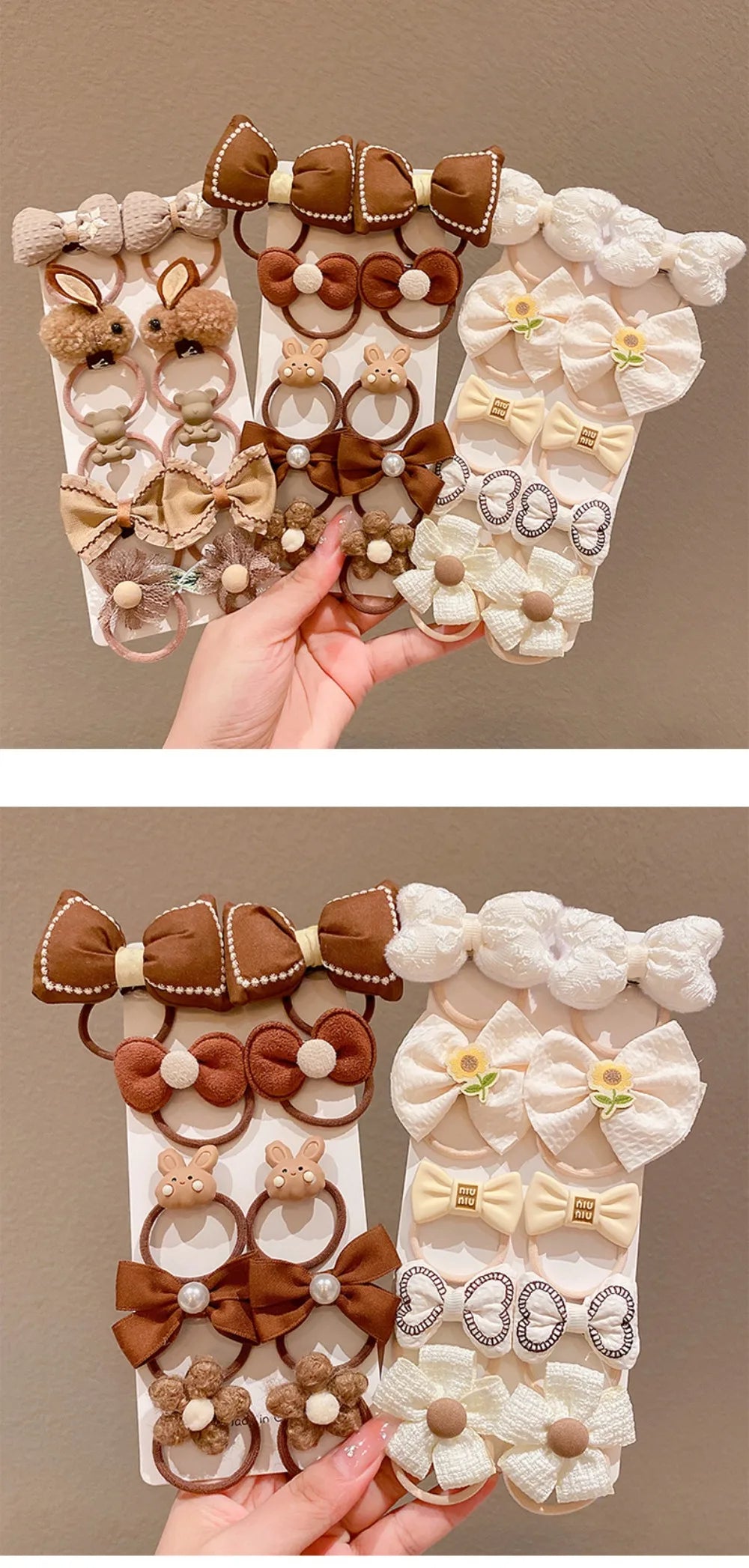 10Pcs/Set Girls Cartoon Hair Band Sweet Bow Hair Ties Elastic Rubber Band Princess Flower Scrunchies Kids Hair Accessories