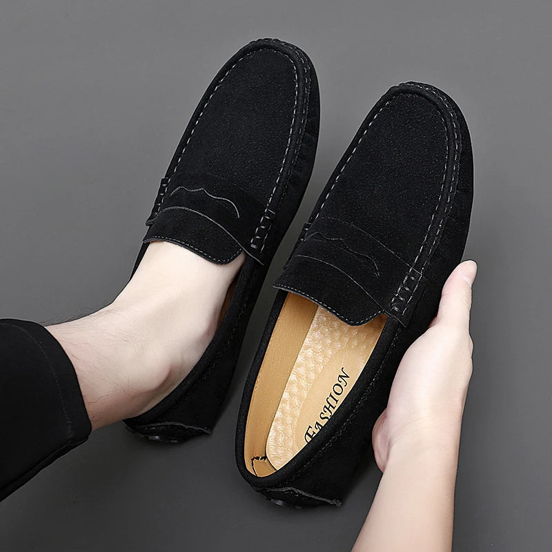Suede Leather Mens Loafers New Fashion Walking Shoes New Comfy Man Drive Flats Classic Original Style Men Casual Shoes Moccasins
