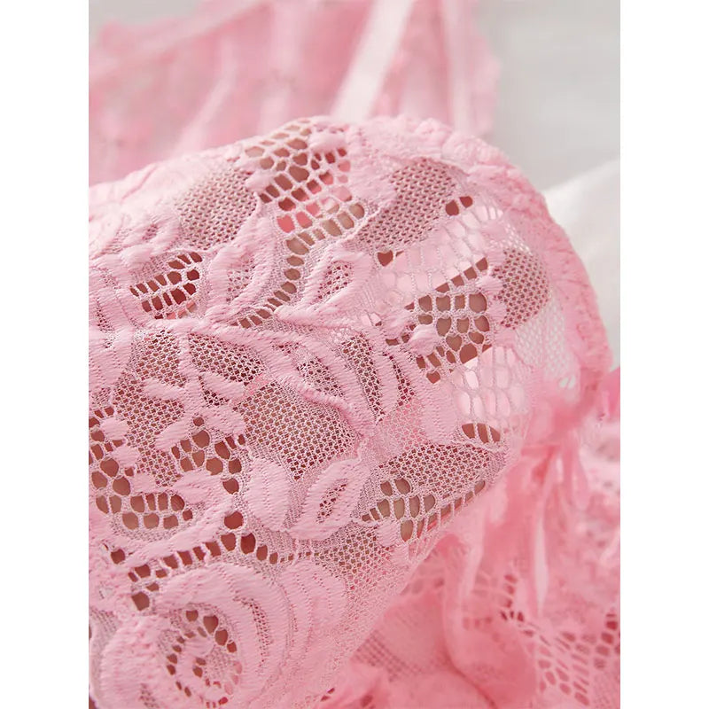 Suspender Suit Summer Ultra-thin Nightgown Lace Thong Sets Women's Sexy Pyjamas Lingerie Hot Night Dress Comfortable Sleepwear