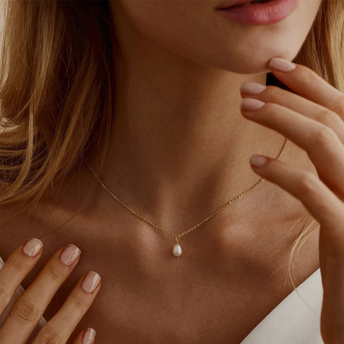 18K Gold Plated Stainless Steel Freshwater Pearl Pendant Necklace Bracelet French Vintage Set INS Style Geometric Shape Women...