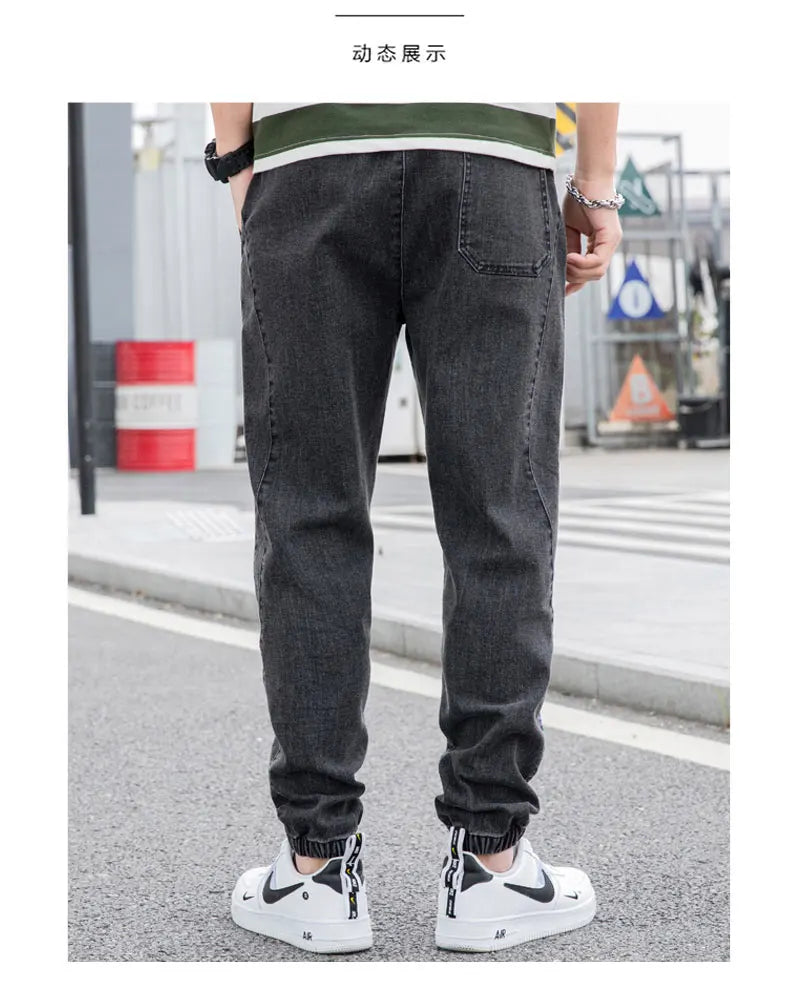 New Big Size 8XL Men's Jogger Jeans Streetwear Black Blue Casual Denim Cargo Pants Stretch Cotton Taper Jeans Baggy Trousers