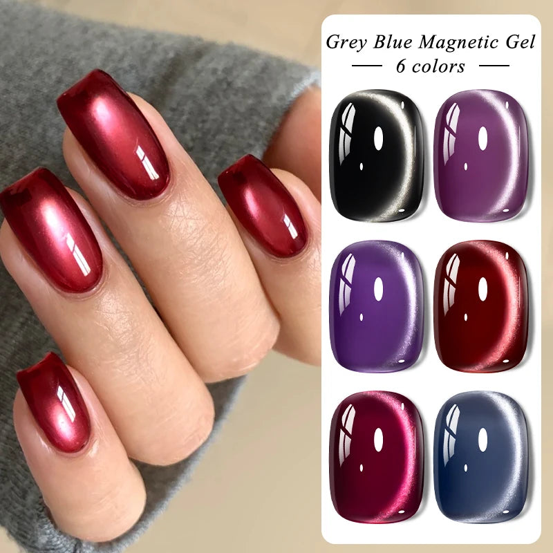 7ml Moonlight Magnetic Cat Eye Gel Nail Polish Grey Blue Red Black Autumn and Winter Nails Ultra Shine Soak Off UV Gel Nail Art