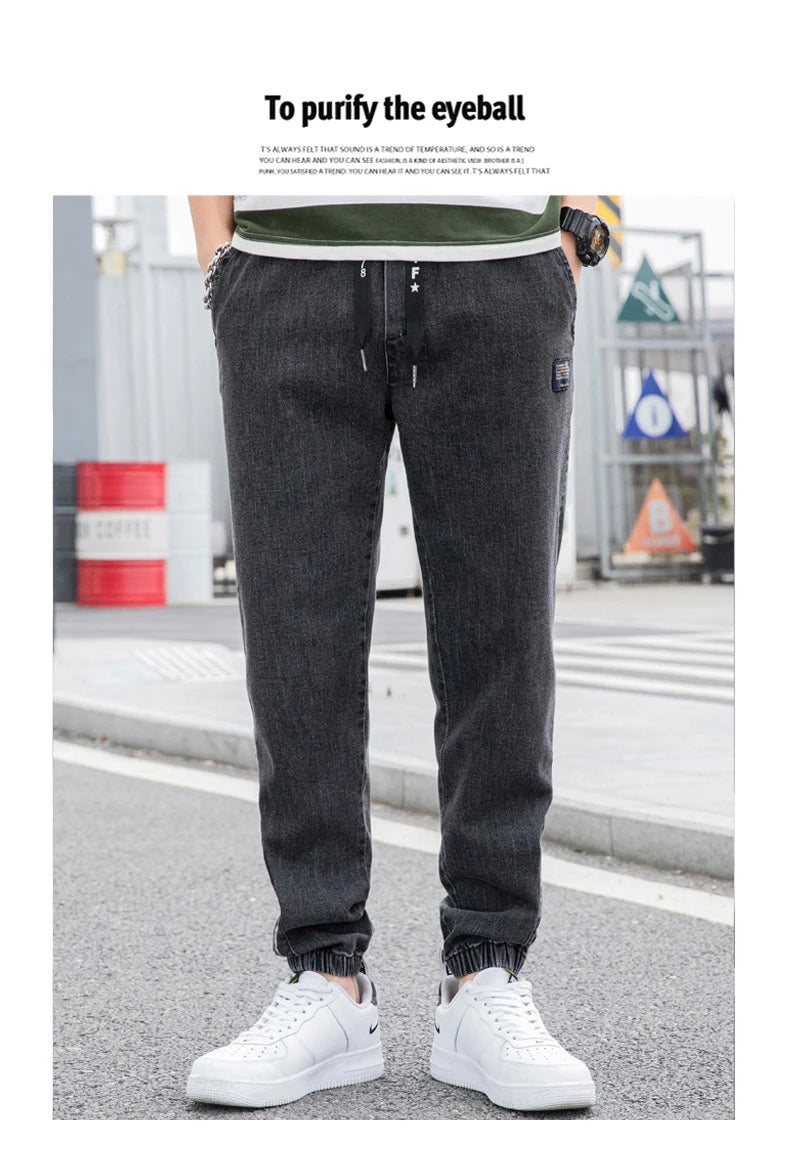 New Big Size 8XL Men's Jogger Jeans Streetwear Black Blue Casual Denim Cargo Pants Stretch Cotton Taper Jeans Baggy Trousers